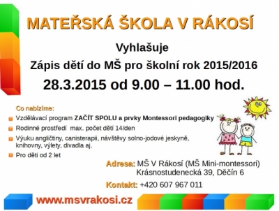 Z&aacute;pis do Mateřsk&eacute; &scaron;koly V R&aacute;kos&iacute;