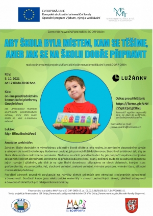 POZV&Aacute;NKA na webin&aacute;ř pro rodiče před&scaron;kol&aacute;ků