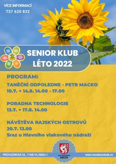 Letn&iacute; program senior klubu v R&aacute;kosn&iacute;čku