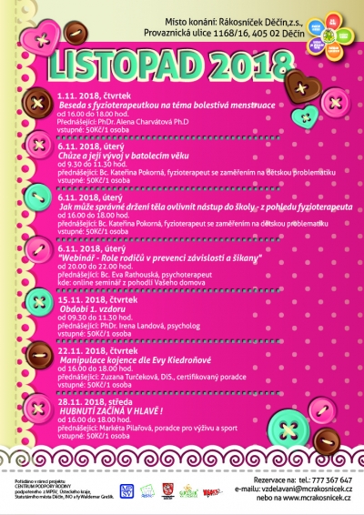 Listopadov&eacute; předn&aacute;&scaron;ky v R&aacute;kosn&iacute;čku