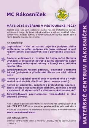 MC R&aacute;kosn&iacute;ček poskytuje novou službu pro pěstouny