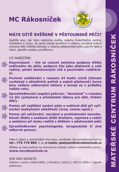 MC R&aacute;kosn&iacute;ček poskytuje novou službu pro pěstouny