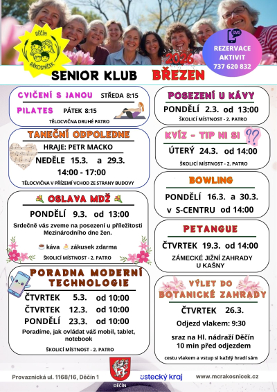 Březnov&eacute; akce v Senior klubu R&aacute;kosn&iacute;ček Děč&iacute;n