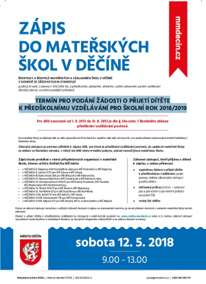 Z&aacute;pis do mateřsk&yacute;ch &scaron;kol v Děč&iacute;ně