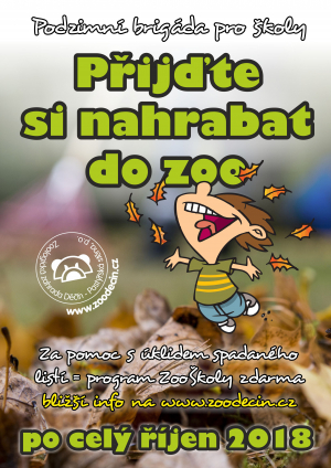 Zoologick&aacute; zahrada zve &scaron;koly na podzimn&iacute; brig&aacute;du, za hrab&aacute;n&iacute; list&iacute; z&iacute;skaj&iacute; &scaron;kol&aacute;ci v&yacute;ukov&yacute; program Zoo&Scaron;koly zdarma