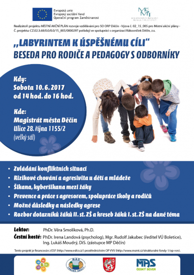 Pozv&aacute;nka na besedu pro rodiče a pedagogy s odborn&iacute;ky
