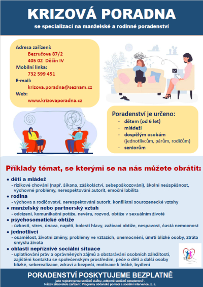 Krizová poradna v Děčíně pomáhá zdarma dětem i dospělým