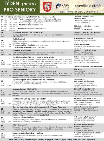 Město Děč&iacute;n poř&aacute;d&aacute; T&yacute;den (nejen) pro seniory
