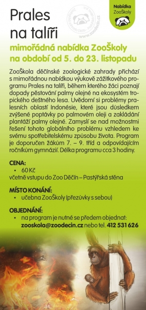 Zoo&Scaron;kola: Prales na tal&iacute;ři sezn&aacute;m&iacute; ž&aacute;ky s problematikou palmov&eacute;ho oleje