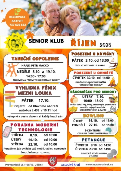 Ř&iacute;jnov&eacute; akce v Senior klubu R&aacute;kosn&iacute;ček Děč&iacute;n