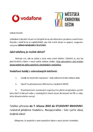 Sb&iacute;rka telefonů pro lidi z Ukrajiny v knihovně