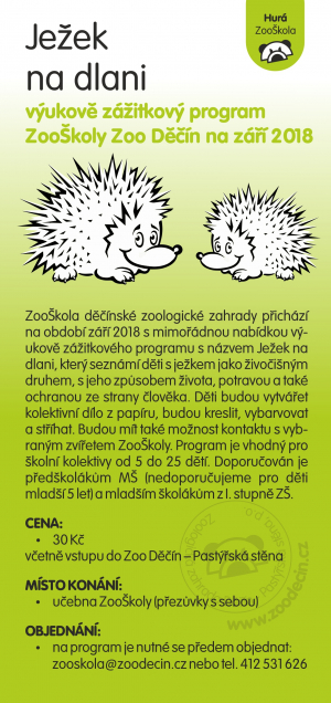 Zoo&scaron;kola - Ježek na dlani