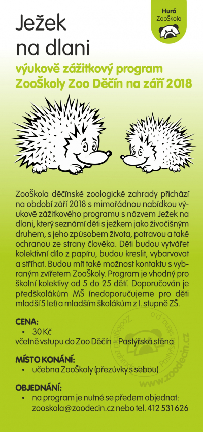 Zoo&scaron;kola - Ježek na dlani