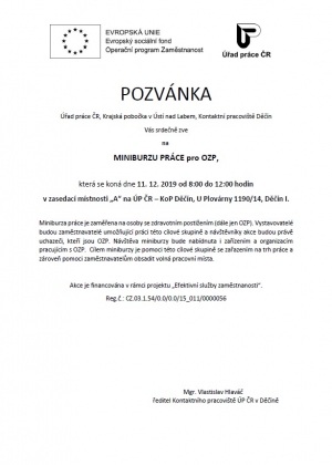Miniburza pr&aacute;ce pro osoby se zdravotn&iacute;m postižen&iacute;m