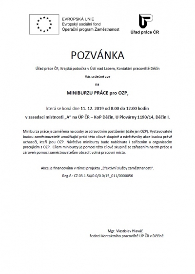 Miniburza pr&aacute;ce pro osoby se zdravotn&iacute;m postižen&iacute;m