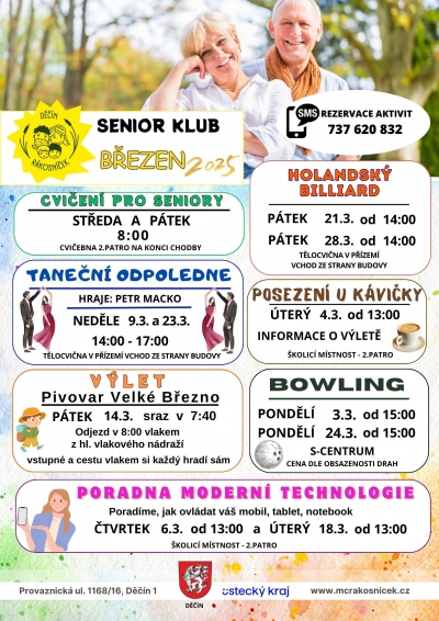 Březnov&eacute; akce v Senior klubu R&aacute;kos&iacute;ček Děč&iacute;n