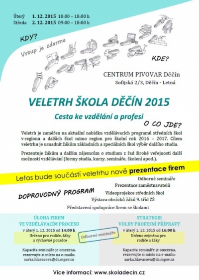 Veletrh &scaron;kola Děč&iacute;n 2015 bude letos v Pivovaru