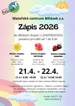Mateřsk&eacute; centrum Běl&aacute;sek z. s. - Z&aacute;pis 2026